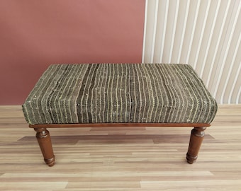Blanket bench, Kilim wrapped bench, Dining bench, Hallway bench, Accent bench, Boho bench, Bedroom bench, Footstool bench, 18x18x36'', RSV45