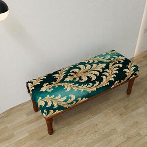 Emerald green pouf, Palace style bench, Luxury decor, Boho kitchen chair, Baroque shoe bench, Pet friendly stool, Ottoman end table, RSB 389