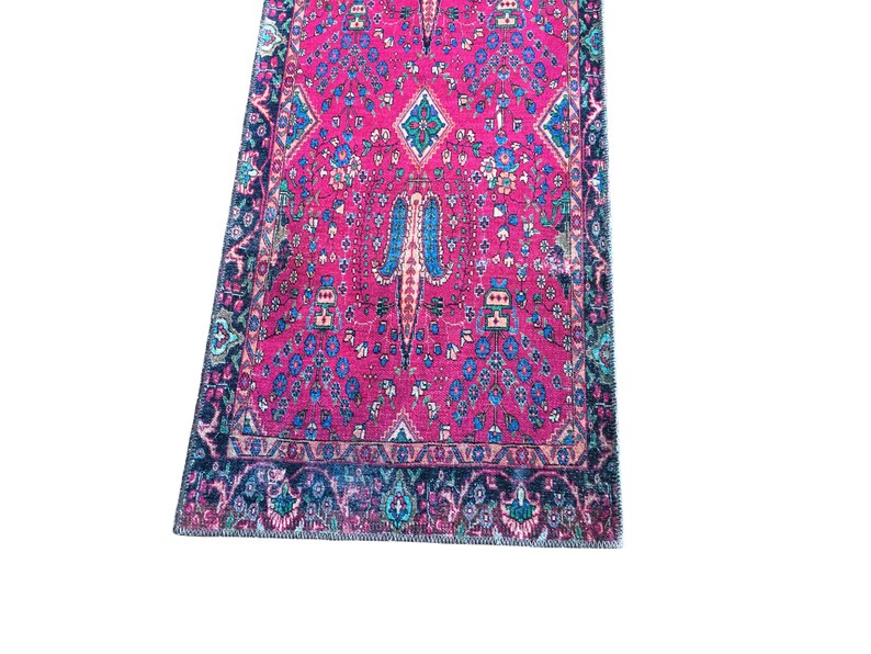 Pink Rug, Handknotted Rug, Blue Rug, Indoor Non-Slip Rug, Bohemian Rug, Chenille Cotton Rug, Polyester Rug, Modern Rug, Washable Rug