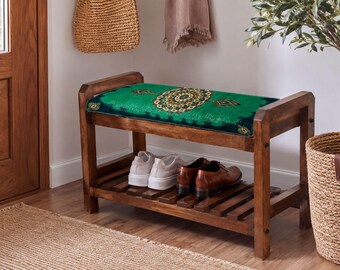 Emerald Anatolian Sun Entryway Shoe Rack | Small Eclectic Bench