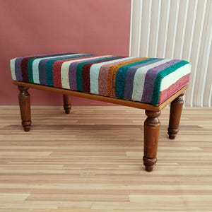 woven bench, telephone bench, keyboard bench, vintage kilim bench, handmade bench, shoe bench, classic bench, boho bench, 18x18x36, RSV 56