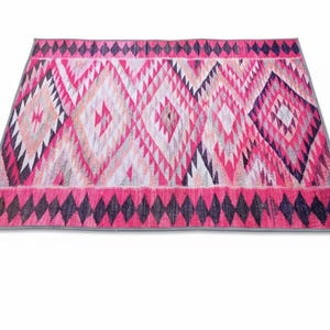 stairs runner rug, pink rug for stairs, retro rug, herki rug print, ikat rug, aesthetic rug, boho decor rug, pastel rug, steps rug, RS 70