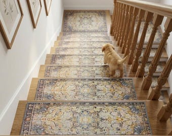Alfombra de madera para escalones, alfombra antideslizante para escaleras, alfombra lavable para pasillo, alfombra de estilo rústico para escaleras, peldaños de escaleras, alfombras para escalones, decoración del hogar, alfombra para peldaños de escaleras, RS 761-0