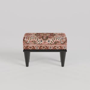 Tribal patterns stool, Floral print rug bench, Ottoman pouf, Oriental foot rest, Footstool for couch, Shoe rack, 9x18x14, RSB 9x18 755-00