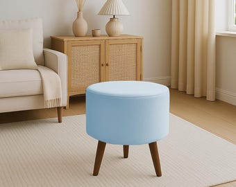 Ice blue stool, Picnic table chair, Cute pouf stool, Birthday gift, Gardening bench, Trendy footstool, Eclectic furniture, RS fabric 17