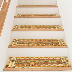 artistic rug decor, summer vibe mat, cozy stair rug, premium print rug, orange home decor, cute runner rug, soft stair mats, RS 300
