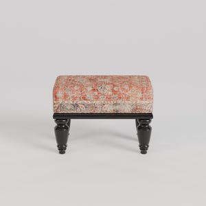 Red print rug stool, Bathroom bench, Footstool for chair, Boho home decor, Cozy footstool, Patio foot rest, Shoe rack, 9x18x14" RSB 9x18 57