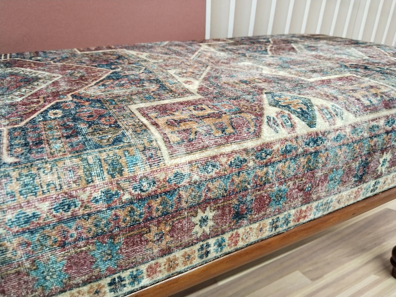 Banco primitivo, Banco de recibidor, Banco decorativo, Banco tapizado, Banco otomano, Muebles de dormitorio, Banco de comedor, Banco turco, RSB 01 imagen 7
