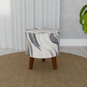 Light color bench, Front window seat, Ottoman side table, Round wood bench, Padded footstool, Bench with cushion, Functional stool, RS 187