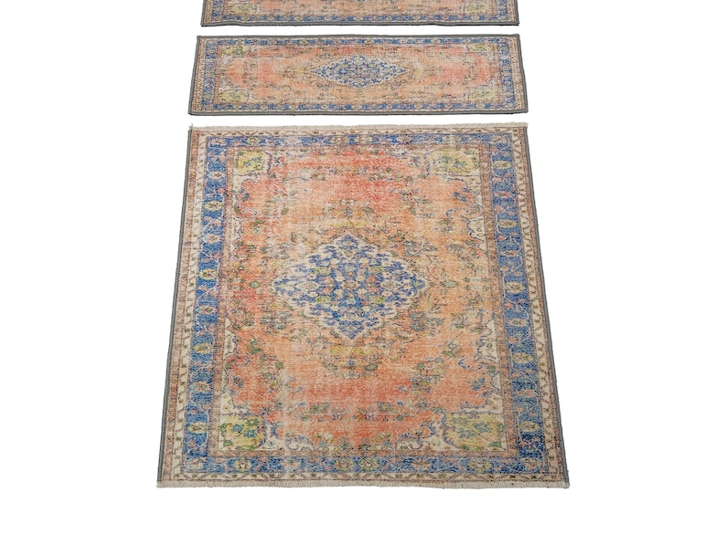 bohem stair tread rug runner, handmade runner rug, stair rug mat, decorative runner rug, oushak runner rug, non-slip rug runner mat, RS 15-1
