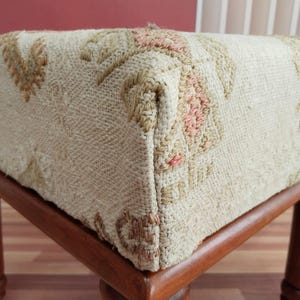 Ivory Geometric Motif Square Bench | Boho Entryway Shoe Ottoman Pouf image 9