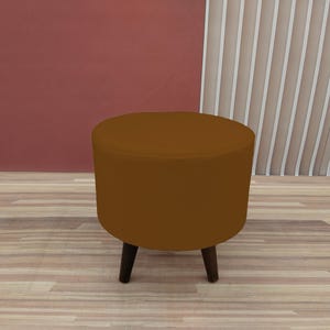 Chocolate brown pouf, Round ottoman bench, Shoe footstool, Dining table chair, Elegant furniture, Bohemian stool, Cozy seating, RS fabric 30