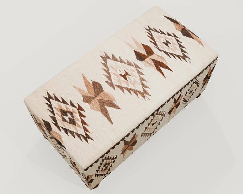 Oriental design bench, Art deco bench, Family room bench, Neutral bench, Ottoman seat, Abstract bench, Storage organizer, Shoe bench, RS-89