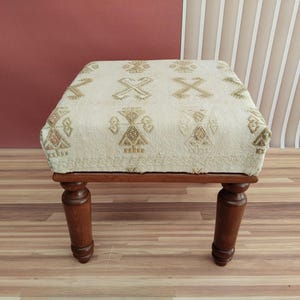 Handmade bench, Classic ottoman, Footstool bench, Kilim upholstered bench, Mudroom bench, Short bench, Extra seating, 18x18x18,