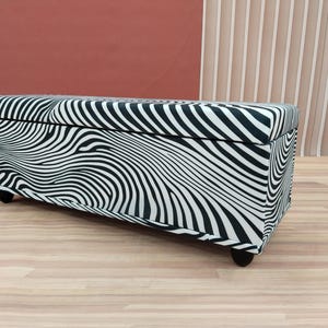 Zebra pattern bench, Indoor bench, Storage bench, Handmade bench, Ottoman organizer, Bedroom bench, Bedside bench, Wooden bench  RS 102