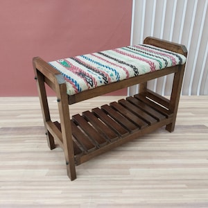 Multipurpose bench, Shoe shelf bench, Kilim ottoman bench, Sneaker bench, Doorway bench, Entry boot bench, Wooden bench, RS Stepstool 45