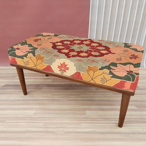 Fall color bench, Flower print bench, Nomadic bench, Piano chair, Ottoman mid table, Artistic bench, Hallway shoe bench, Chic decor, RSB 255