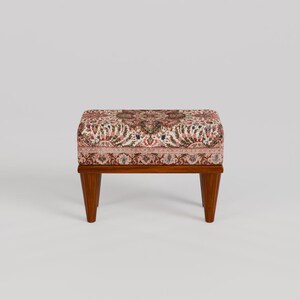 Tribal patterns stool, Floral print rug bench, Ottoman pouf, Oriental foot rest, Footstool for couch, Shoe rack, 9x18x14, RSB 9x18 755-00
