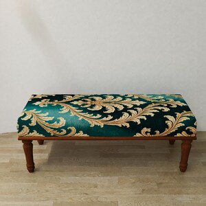 Emerald green pouf, Palace style bench, Luxury decor, Boho kitchen chair, Baroque shoe bench, Pet friendly stool, Ottoman end table, RSB 389