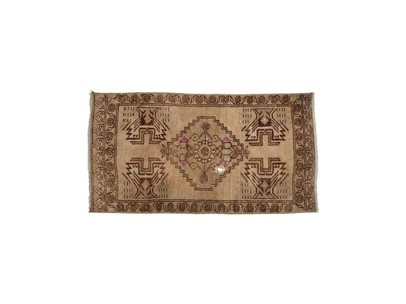 brown rug, moroccan rug, modern boho rug, cotton small rug, handmade rug, unique rug, traditional rug, cultural rug, 1.5x2.9 ft, RS 1895