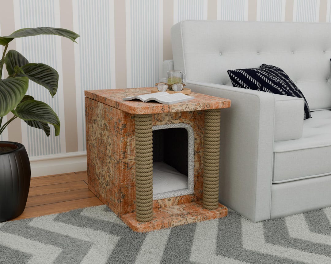 Whimsical Small Pet Home Designs Reference: Orange Cat House Authentic Pet Bed Small Space House Scratching