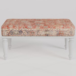 Oushak rug pattern bench, Piano bench, Handmade ottoman, Decorative bench, Entry bench, Shoe bench, End of bed bench, Rustic bench, RSB 57