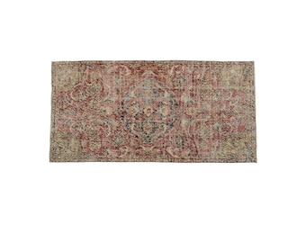 antique rug, orange blue rug, oushak rug, dining rug, turkish handmade rug, bohemian rug, vintage oushak rug, floor rug, 3.4x6.2 ft, RS 223