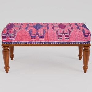 Pink makeup chair, Chic outdoor bench, Ottoman vanity stool, Handmade bench, Decorative pouf, Scandinavian stool, Bedroom soft bench, RSB 99