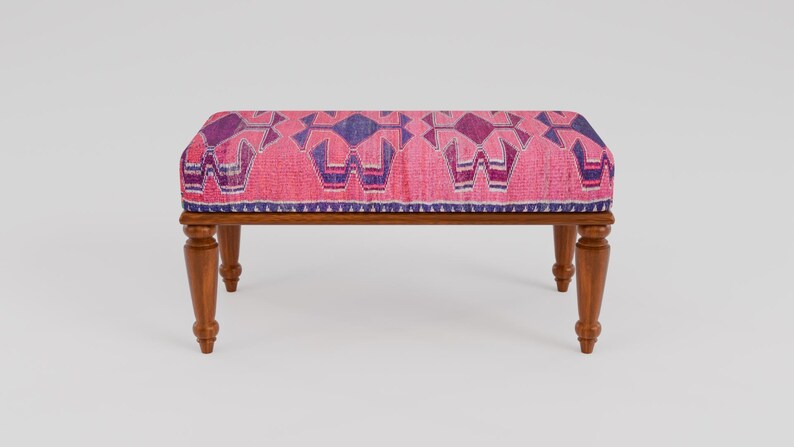 Pink makeup chair, Chic outdoor bench, Ottoman vanity stool, Handmade bench, Decorative pouf, Scandinavian stool, Bedroom soft bench, RSB 99