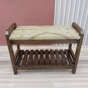 Vintage shoe bench, Rustic organizer, Ottoman with shelf, Entryway storage, Mudroom decor, Footwear bench, Handmade stool, RS Stepstool 64