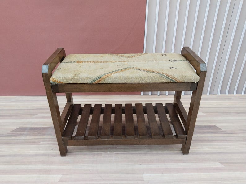 Vintage shoe bench, Rustic organizer, Ottoman with shelf, Entryway storage, Mudroom decor, Footwear bench, Handmade stool, RS Stepstool 64