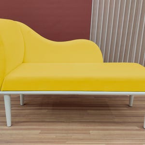 Soft cushioned bench, Chaise lounge chair, Special event lounge, Summer style decor, Bench with backrest, Fainting couch, Sunset orange seat