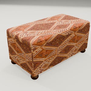 Ethnic Kilim Pattern Ottoman Bench | Tribal Fabric Storage Seating Chest, RS 232