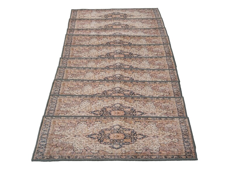 machine washable rug, stair treads mat, bohemian rug, easy to clean rug, washable runner rug, non slip rug, anti-slip stair rug, RS 446-0