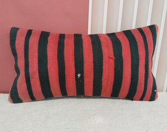 Boho pillowcase, Mid century pillow, Striped pillow, Oushak pillow, Pillow filling, Floor pillow case, Gothic decor, 12x24 inches pillow, 63