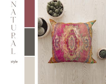 boho pillow, bedroom pillow, farmhouse pillow, nomadic pillow, handmade pillow, rug design pillow, decorative pillow, aztec pillow, RS 06-02