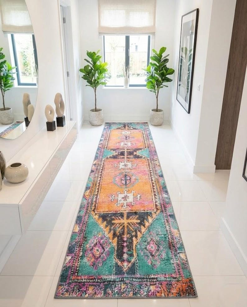 Ethnic Rug, Turkish Cotton Rug, Gothic Rug, Chenille Cotton Rug, Bathroom Rug, Long Size Rug, Non-Slip, Machine Washable, Traditional Rug