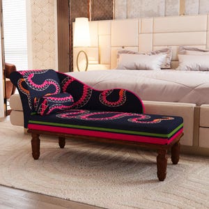 Marine-Rosa-Schlangen-Chaise, moderne eklektische Bank, RS 591