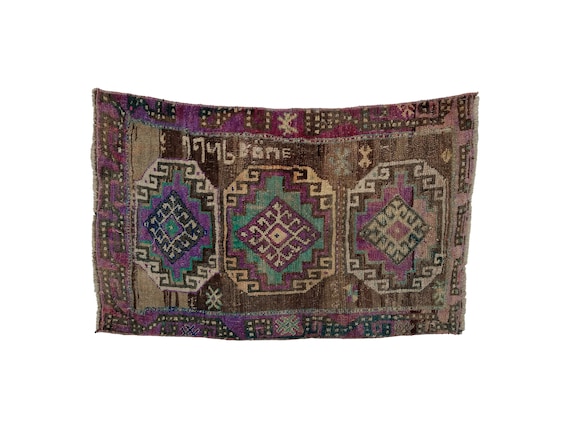 geometric rug, hotel rug, vintage rug, small rug, area rug, turkish rug, balcony rug, oushak rug, dining room rug, 1.7x2.7 ft, RS 944