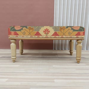 Fall color bench, Flower print bench, Nomadic bench, Piano chair, Ottoman mid table, Artistic bench, Hallway shoe bench, Chic decor, RSB 255