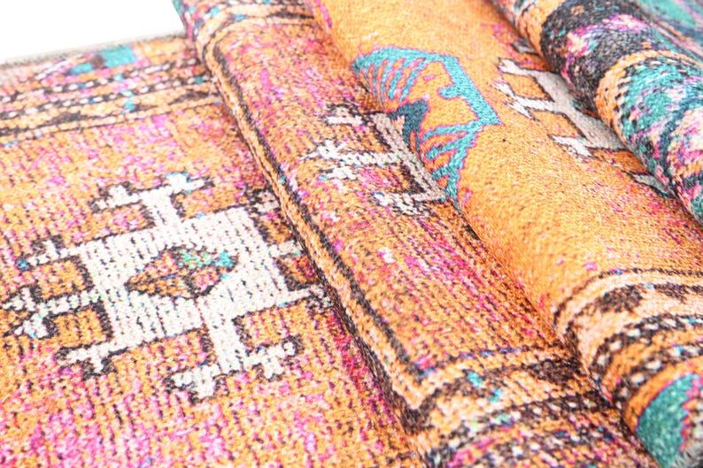 Ethnic Rug, Turkish Cotton Rug, Gothic Rug, Chenille Cotton Rug, Bathroom Rug, Long Size Rug, Non-Slip, Machine Washable, Traditional Rug