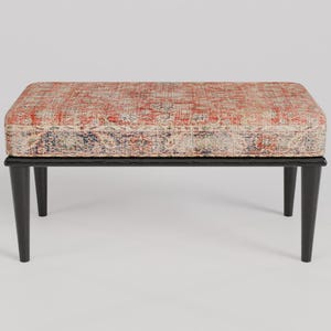 Oushak rug pattern bench, Piano bench, Handmade ottoman, Decorative bench, Entry bench, Shoe bench, End of bed bench, Rustic bench, RSB 57