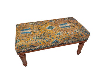 Hallway Bench, Ottoman Bench, Rustic Bench, Entrway Bench, Decorative Bench, Farmhouse Bench, Upholstered Bench, Orange Bench, RSB 11-03