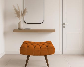 Herbstorangefarbene Bank, Sitzmöbel-Organizer, Moderner Hocker, Luxuriöser Pouf-Hocker, Premium-Möbel, Nomadenbank, RS-Gewindestoff 32