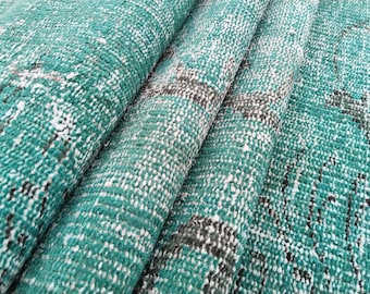 turkish oushak rug, bohemian rug, aeshetic rug, turquoise rug, vintage rug, living room rug, hand knotted rug, chic rug, 4.3x7.4 ft, RS 690