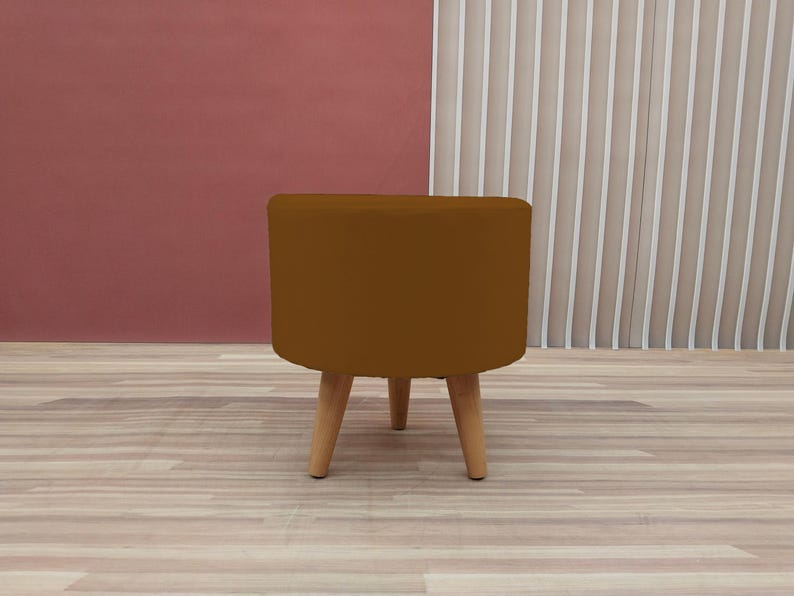 Chocolate brown pouf, Round ottoman bench, Shoe footstool, Dining table chair, Elegant furniture, Bohemian stool, Cozy seating, RS fabric 30