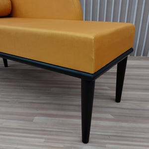 Soft cushioned bench, Chaise lounge chair, Special event lounge, Summer style decor, Bench with backrest, Fainting couch, Sunset orange seat
