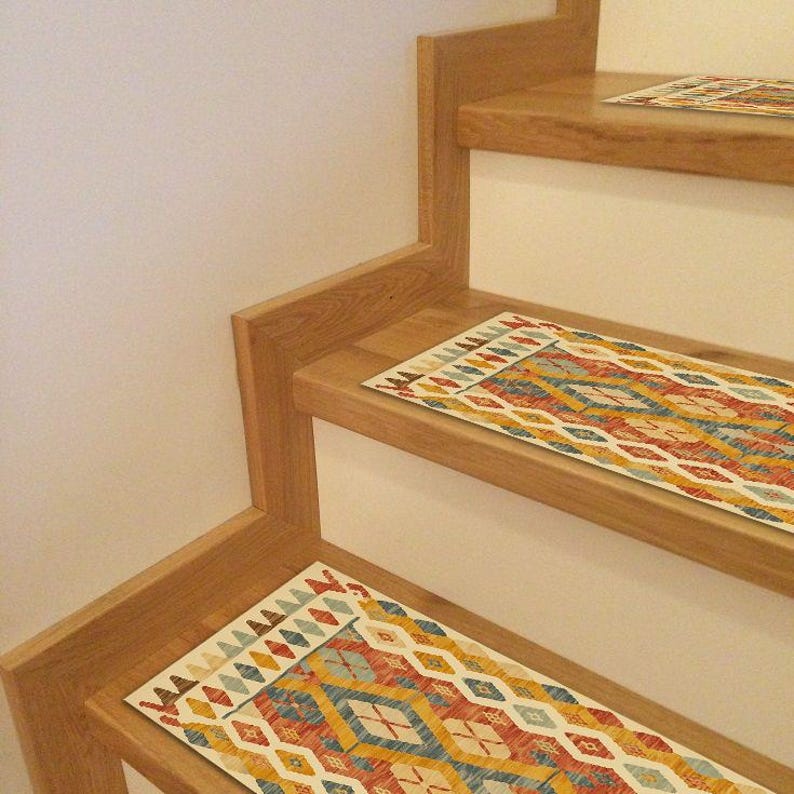 artistic rug decor, summer vibe mat, cozy stair rug, premium print rug, orange home decor, cute runner rug, soft stair mats, RS 300