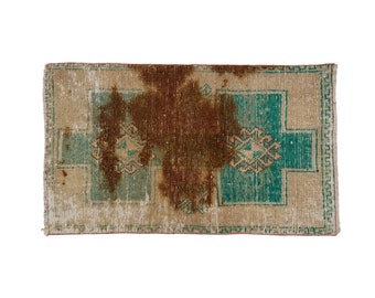 turkish rug, mint green  rug, entryway rug, comfort wool rug, vintage rug, antique rug, handwoven rug, oriental rug, 1.8x3.1ft,RS 897