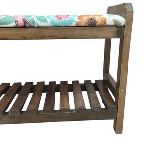 Cream Spring Garden Shoe Rack Bench | Narrow Entryway Shoe Storage | Boho Turkish Handmade